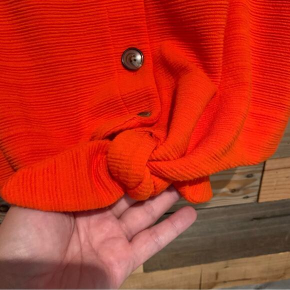 J. Crew Tie-front Button Down Textured Tank Top Bright Orange Sz L Preppy Summer - Picture 9 of 15